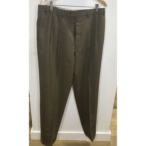 Ralph Lauren Pants Mens 36w 32L  Beige Tan Pleated Cuffed‎ 100% Wool
